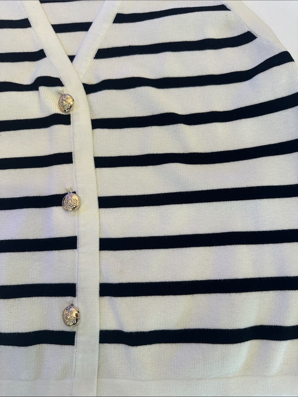 Striped V-Neck Button Front Knit Vest - Picture 4 of 7